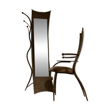 Dressing table coat rack by Roger Landault with its chair.