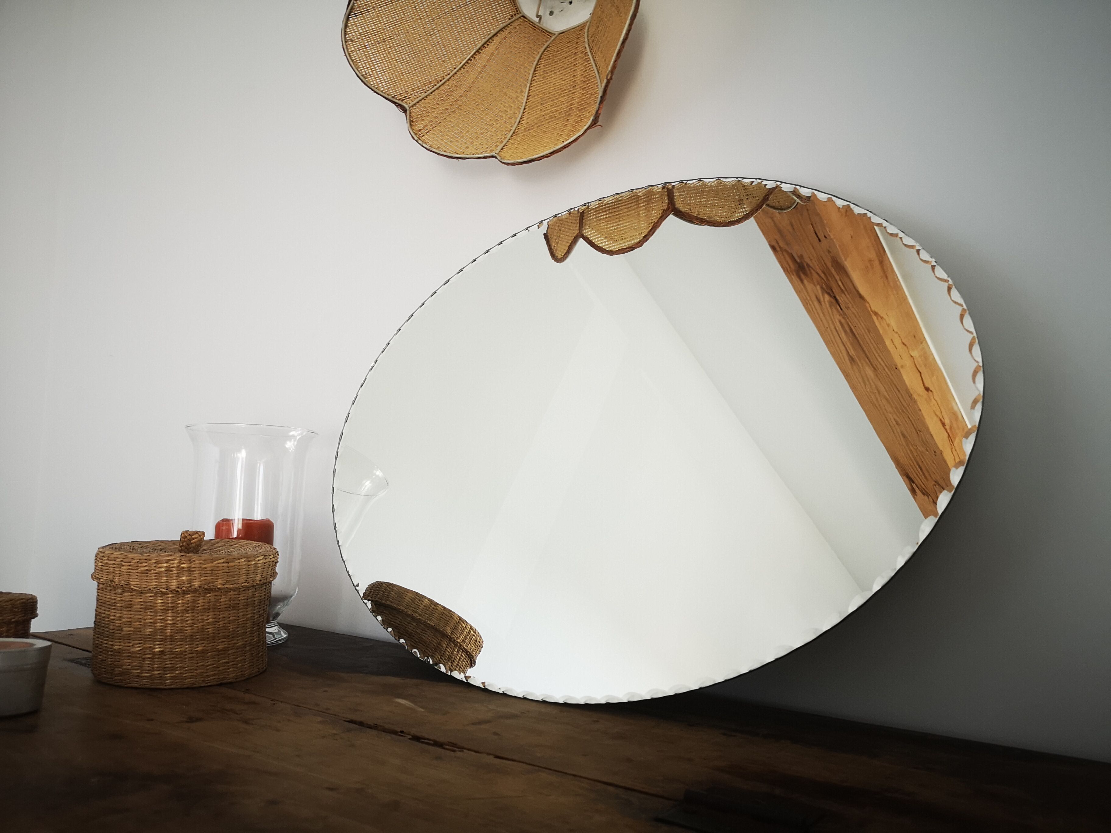 Mirror oval and bevelled 71.5 x 51.5
