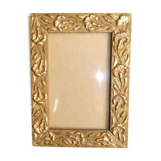 Photo frame art nouveau carved wood golden flowers circa 1900 1920