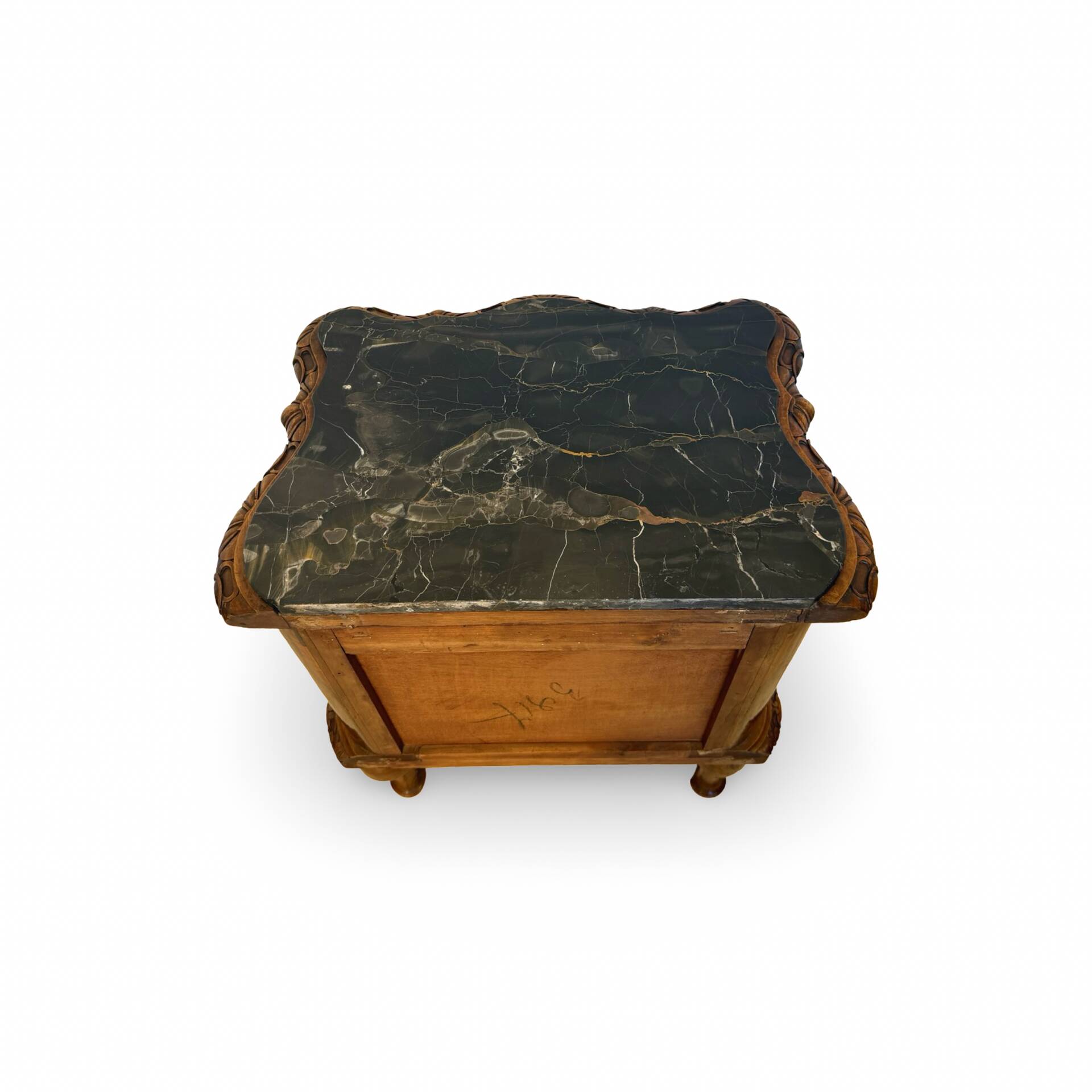 art deco walnut serpentine nightstands, 1920s