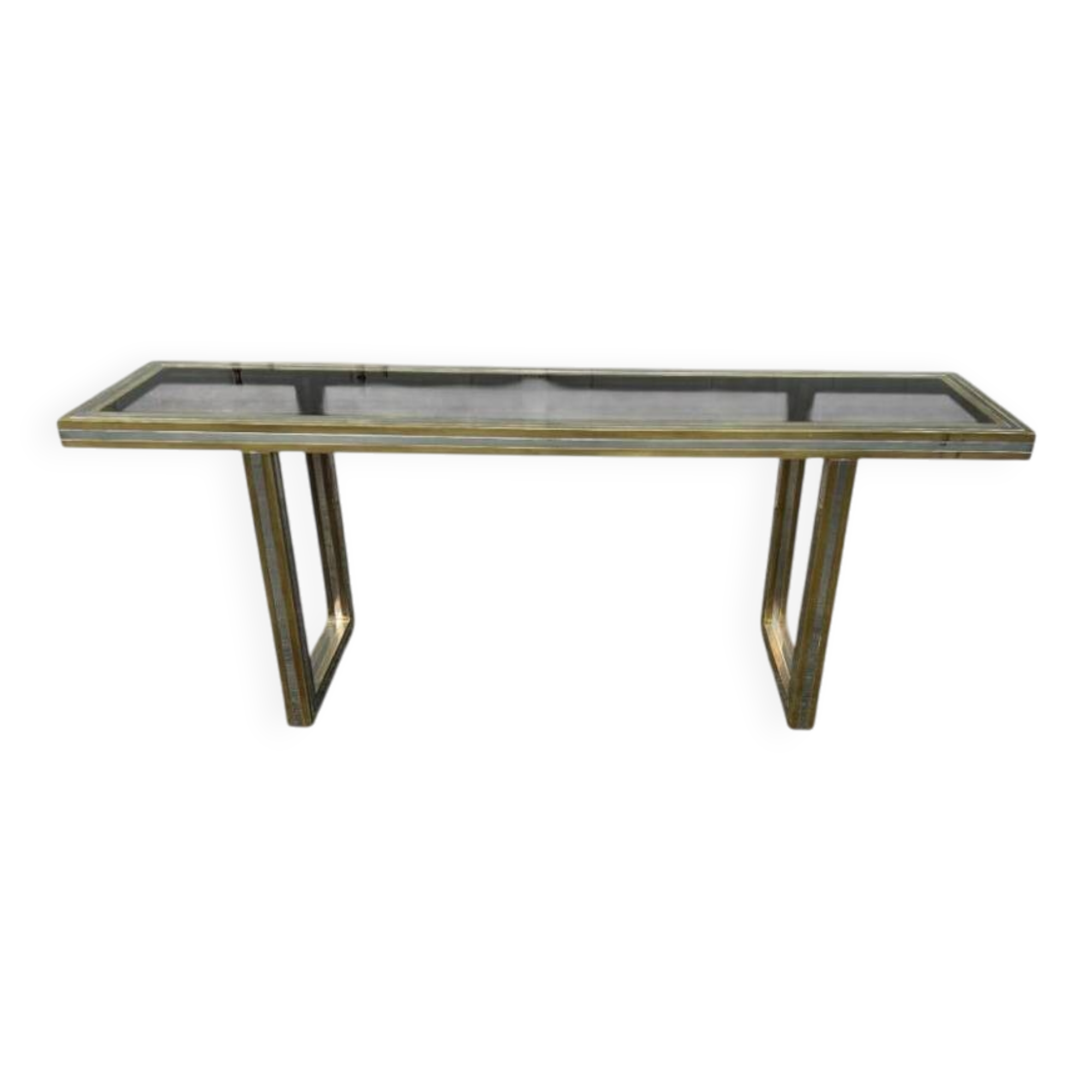 Large brass and glass console by Roméo Rega Italy circa 1970 - L
