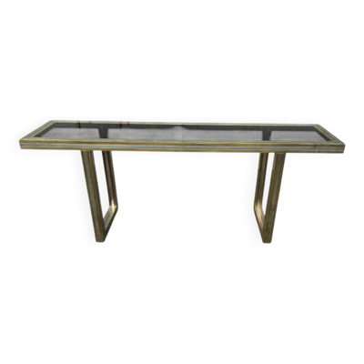 Grande console en laiton et verre par Roméo Rega Italie vers 1970 - L