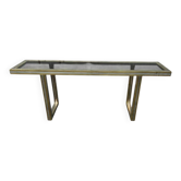 Grande console en laiton et verre par Roméo Rega Italie vers 1970 - L