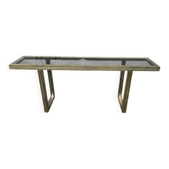 Large brass and glass console by Roméo Rega Italy circa 1970 - L