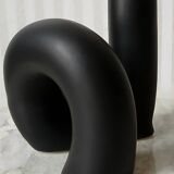 Black ceramic tube candle holder