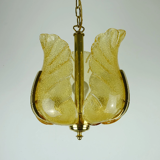 Carl fagerlund mid century pendant lamp brass amber glass orrefors 1960s chandelier