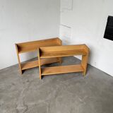 Lot of two Sornay beech shelves