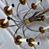 Lustre design 8 feux  métal en laiton doré