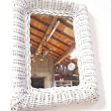 White rattan mirror 27x40cm