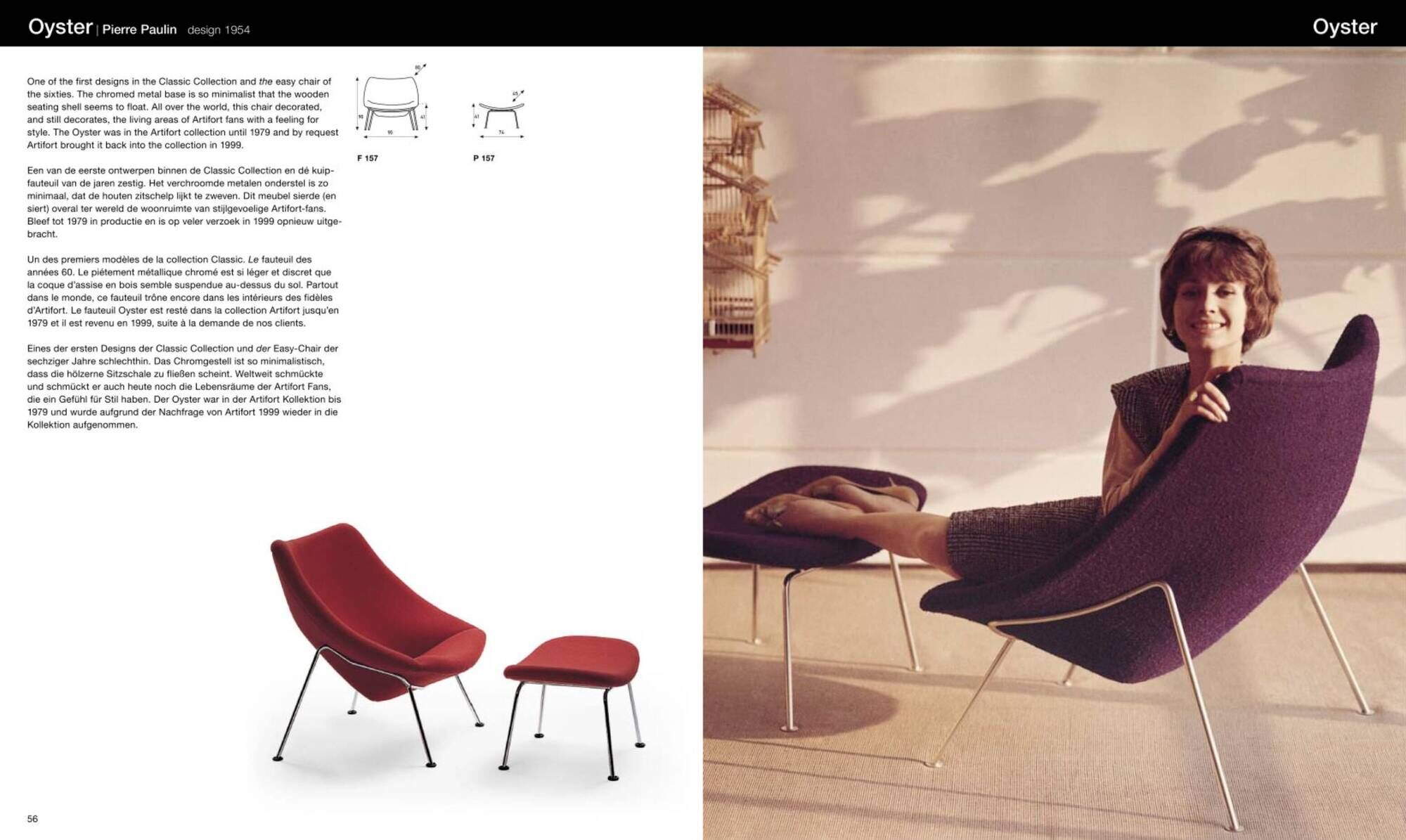 Artifort Oyster model F157 armchair by Pierre Paulin, 1950s