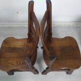 4 brutalist oak chairs