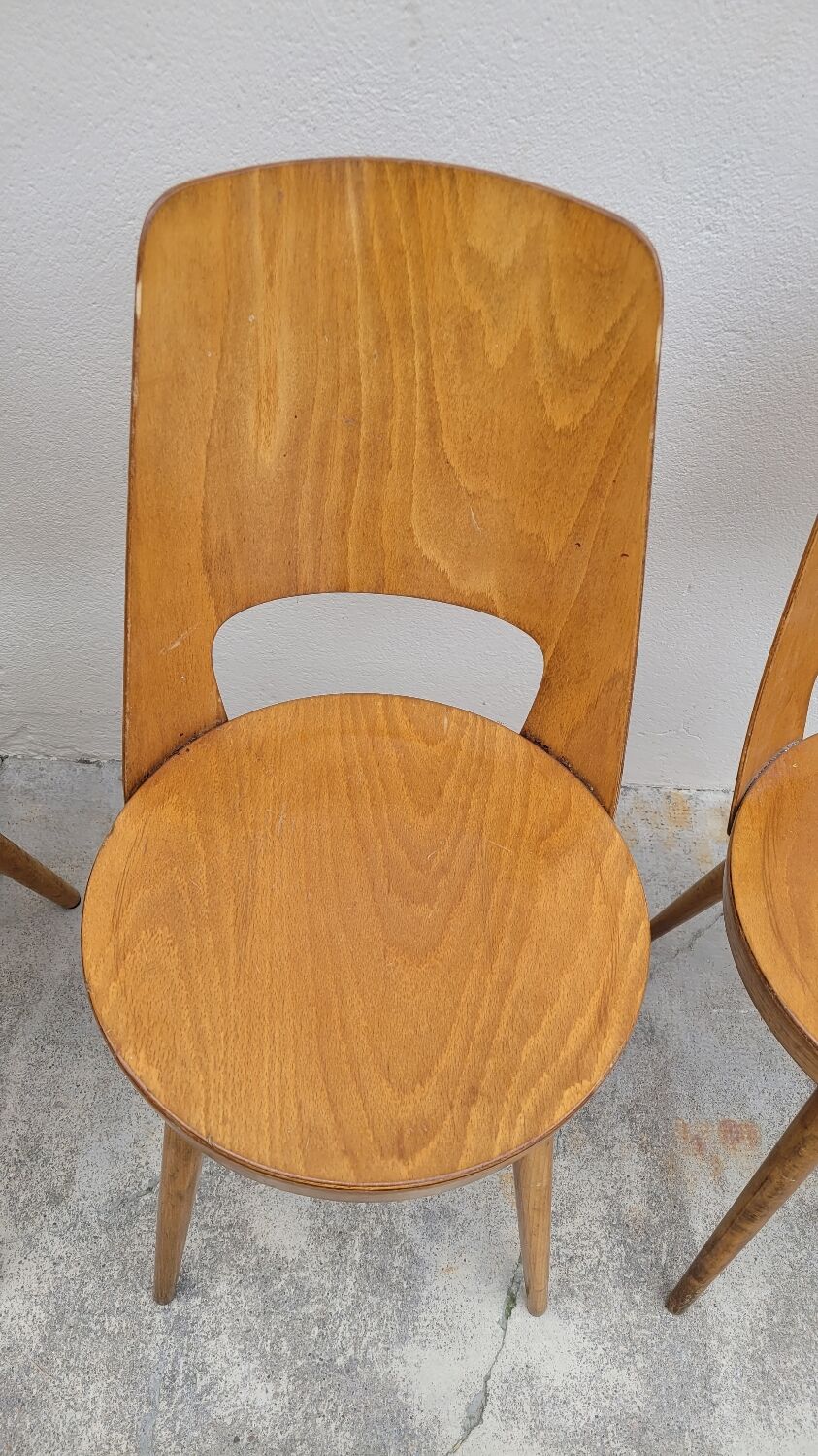 Series of 4 Baumann bistro chairs model Mondor 1950 vintage