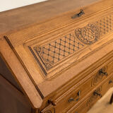 Carved oak secretary