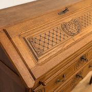 Carved oak secretary