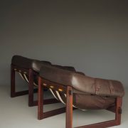 Rare pair of model MP-91 leather lounge chairs by Percival Lafer