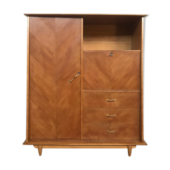 Secretary closet in light oak compas feet