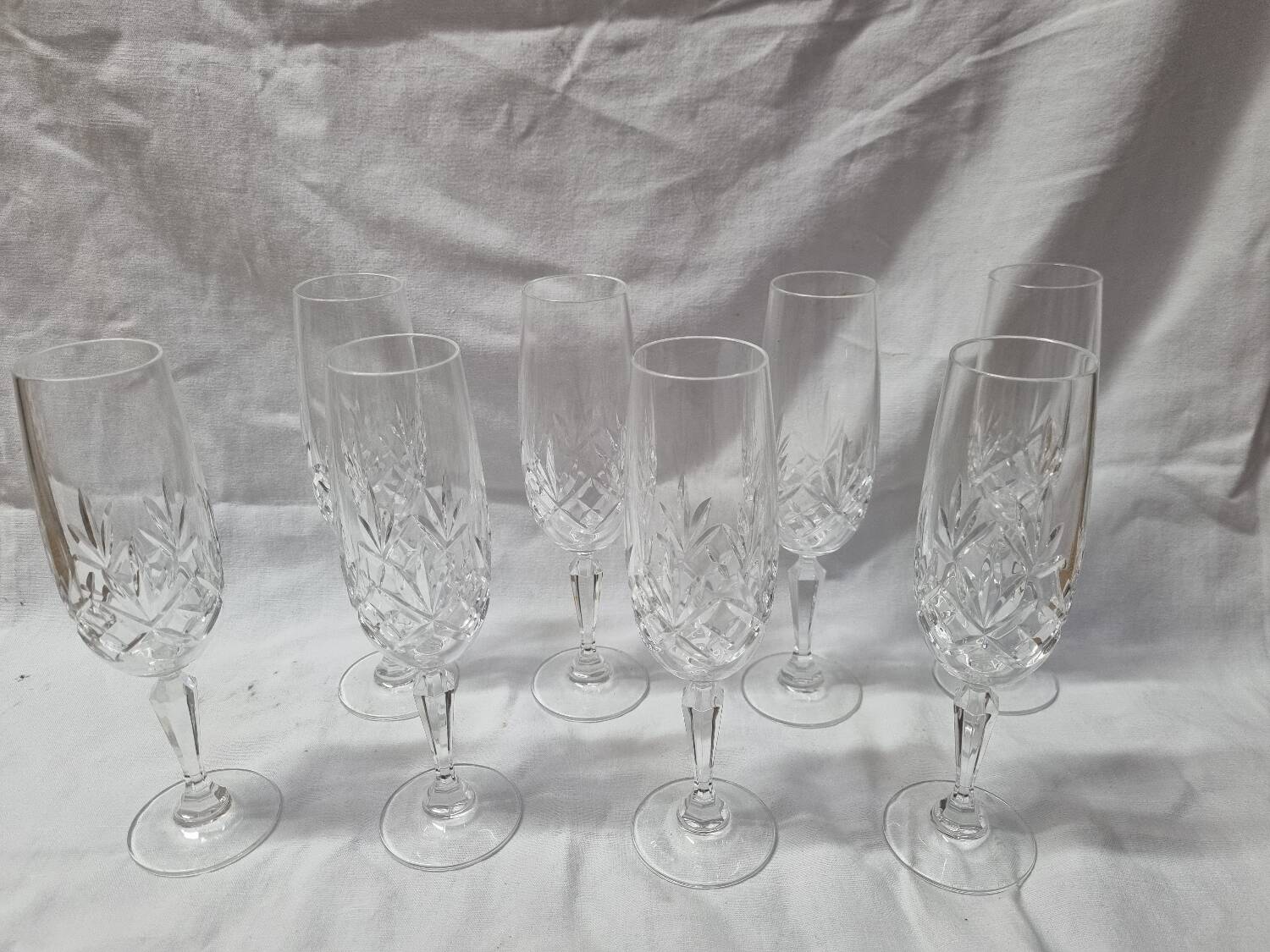 8 Bohemian crystal champagne flutes