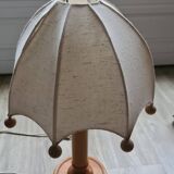 Umbrella lamp from the 70s in wood and fabric