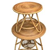 Pair of rattan tripod coffee tables 1950