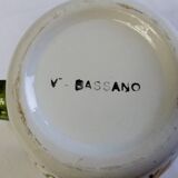 Vintage ceramic slip vase V Bassano pitcher decorated with porcelain flowers