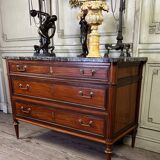 Louis XVI style mahogany commode in three colors, 18th century