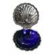 Vintage shell butter dish in stainless steel and cobalt blue glass