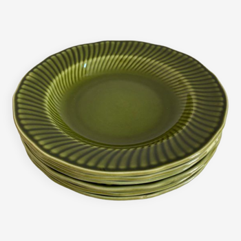 Assiettes Boch Trianon vert olive, années 60