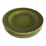 Assiettes Boch Trianon vert olive, années 60