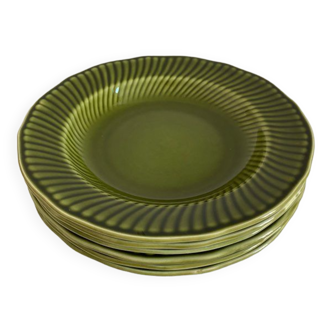 Assiettes Boch Trianon vert olive, années 60