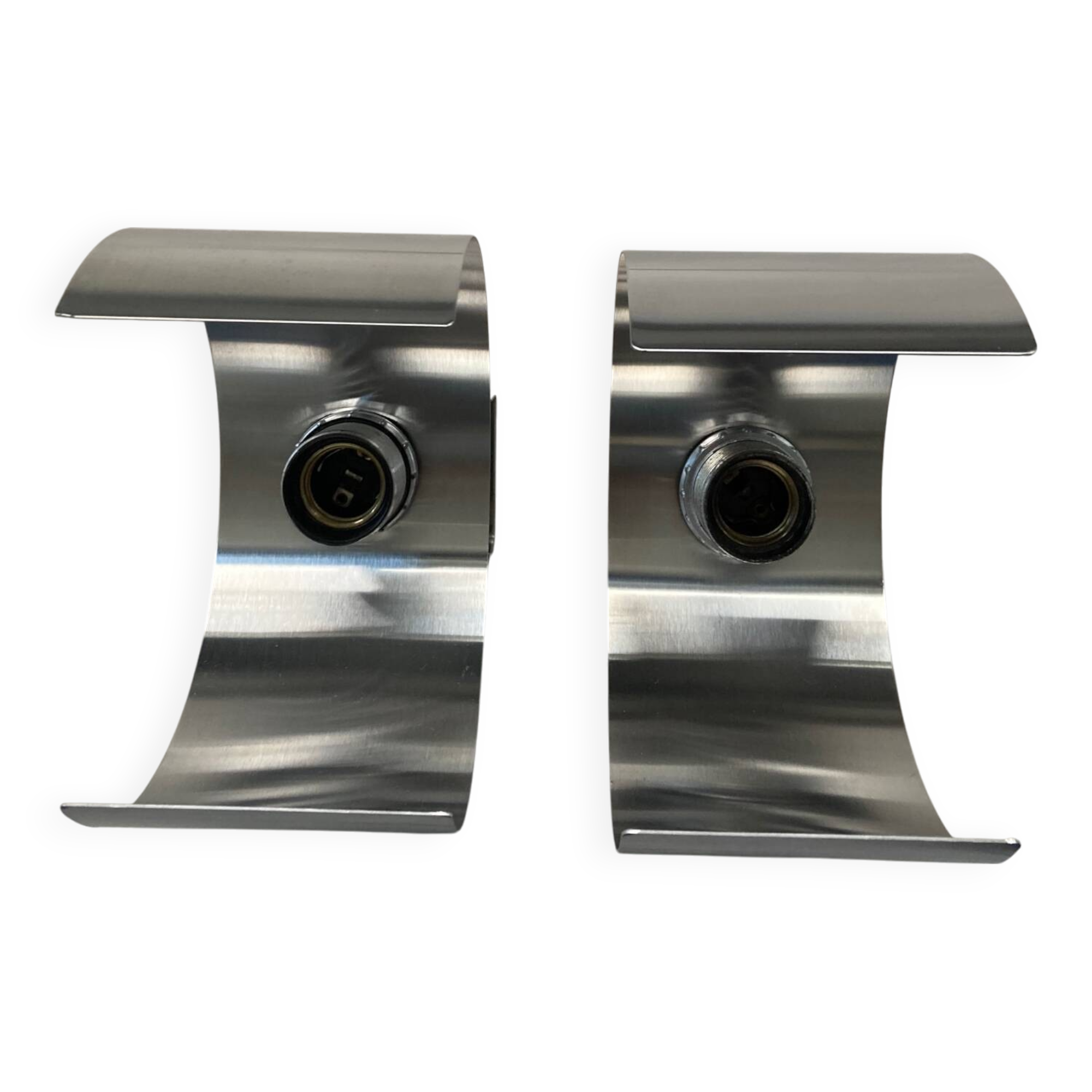 Pair of Space Age brushed metal wall lights