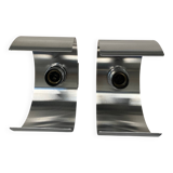 Pair of Space Age brushed metal wall lights