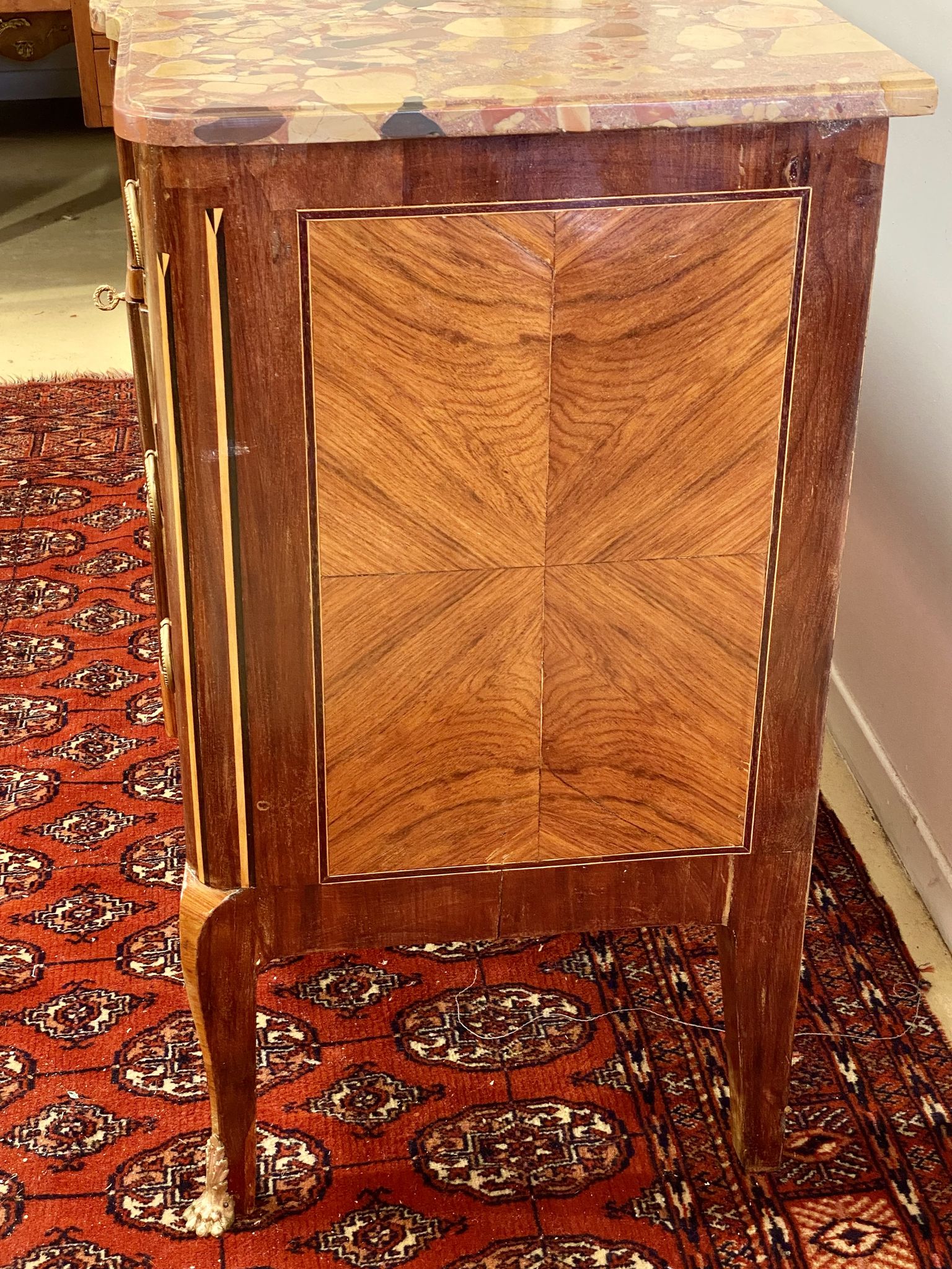 Chest of drawers Transition Style Louis XV marquetry and bronze