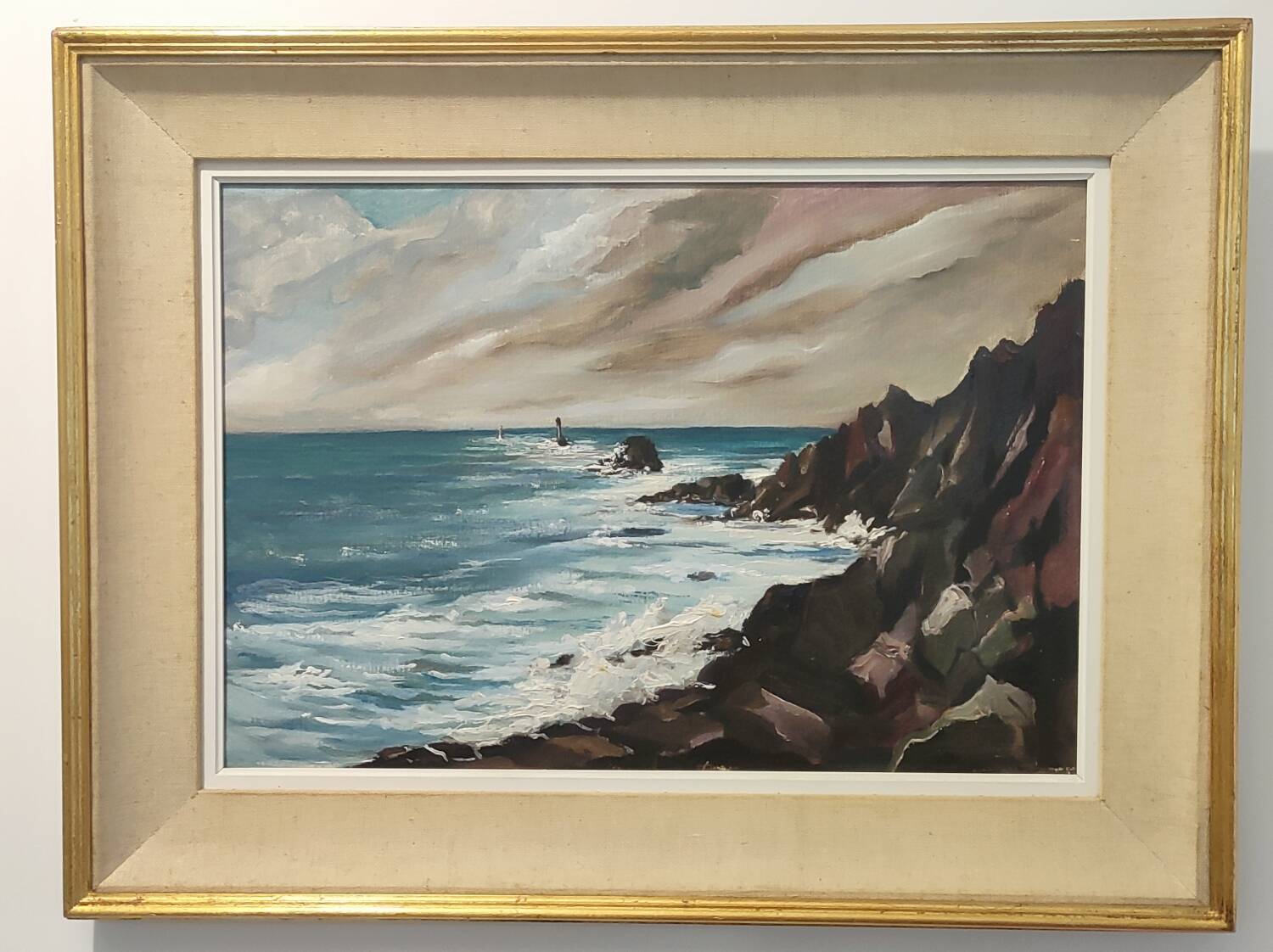 Signed marine oil painting