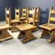 Solid oak brutalist dining chairs, 1960s