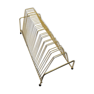 Vintage brass vinyl holder with black legs