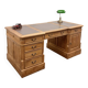 Bureau en teck anglais classique avec cuir marron