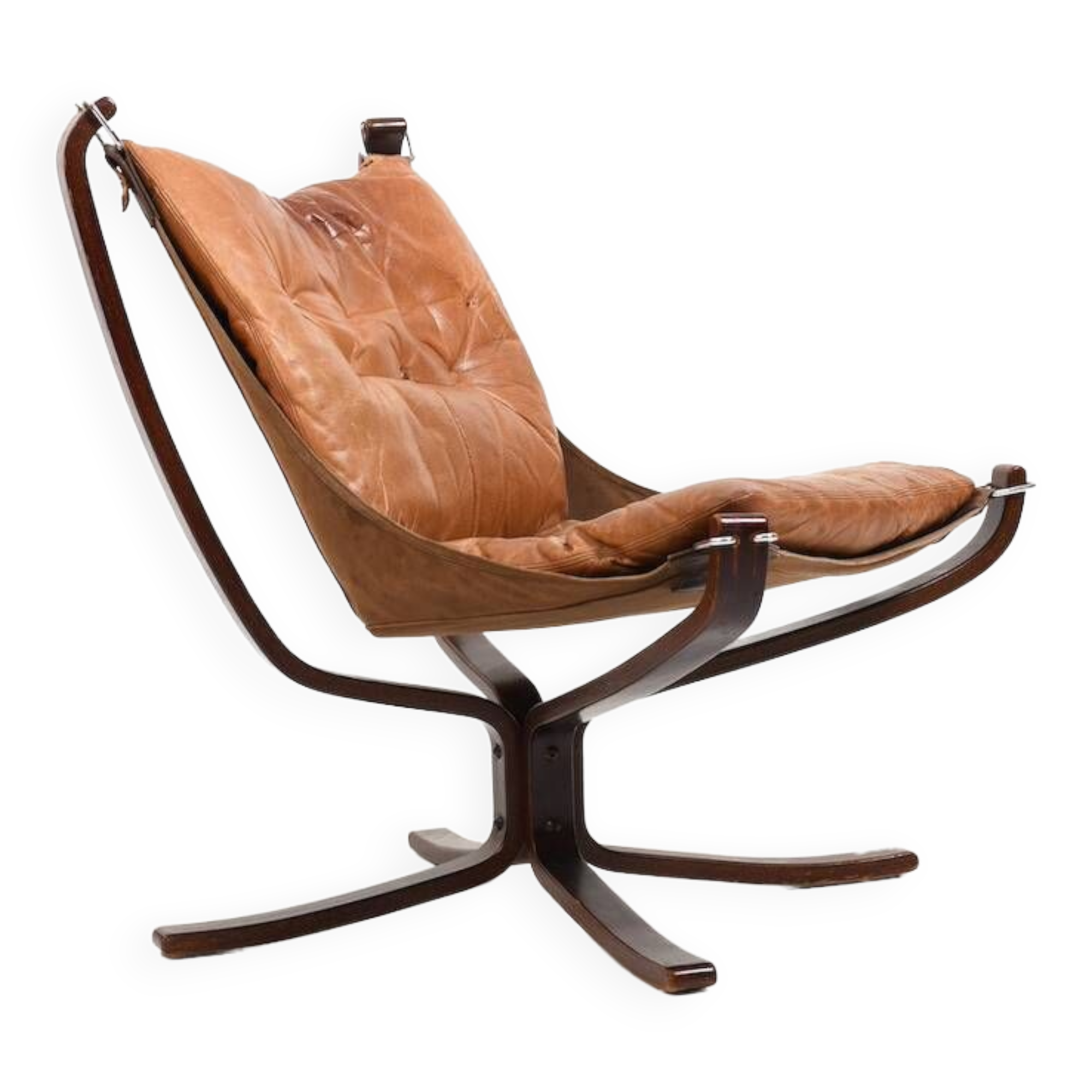 Sigurd Ressell Cognac Leather Falcon Chair 1970s