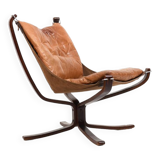 Sigurd Ressell Cognac Leather Falcon Chair 1970s