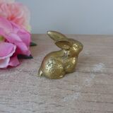 Figurine miniature lapin en laiton doré Vintage
