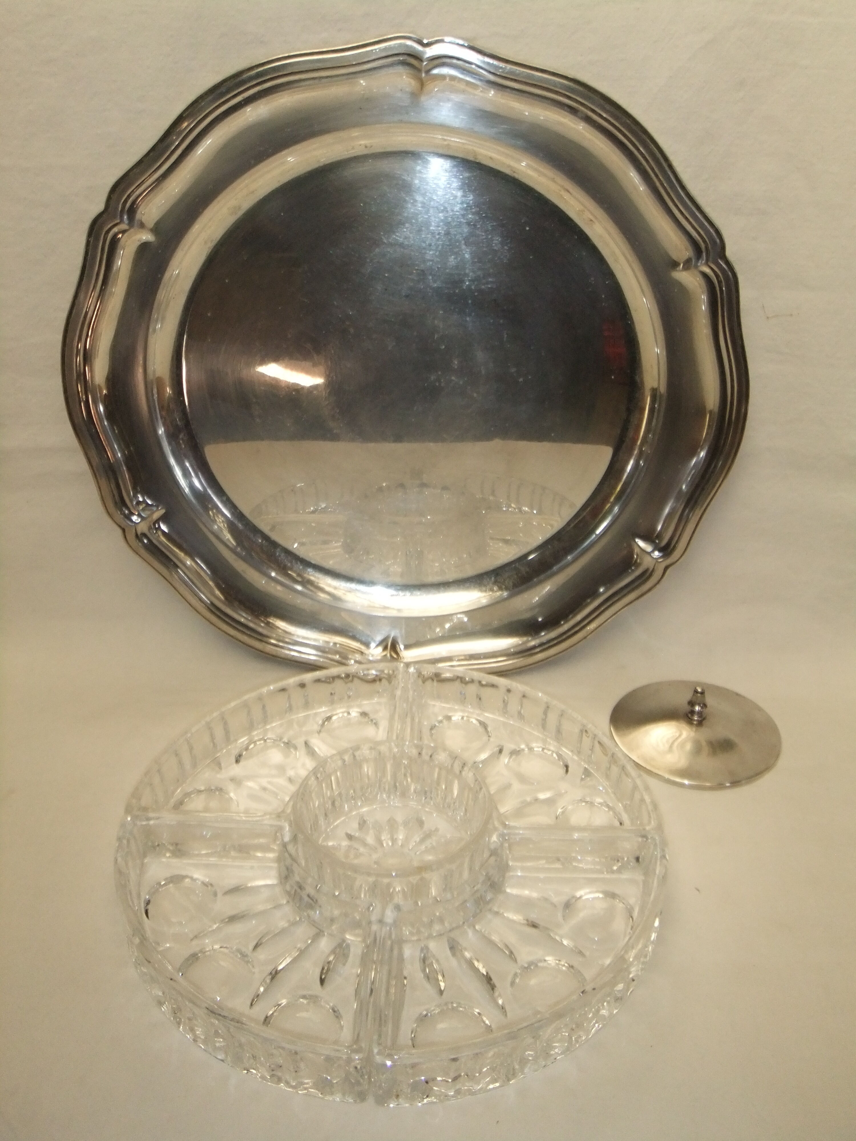 Table service silver metal crystal art deco top