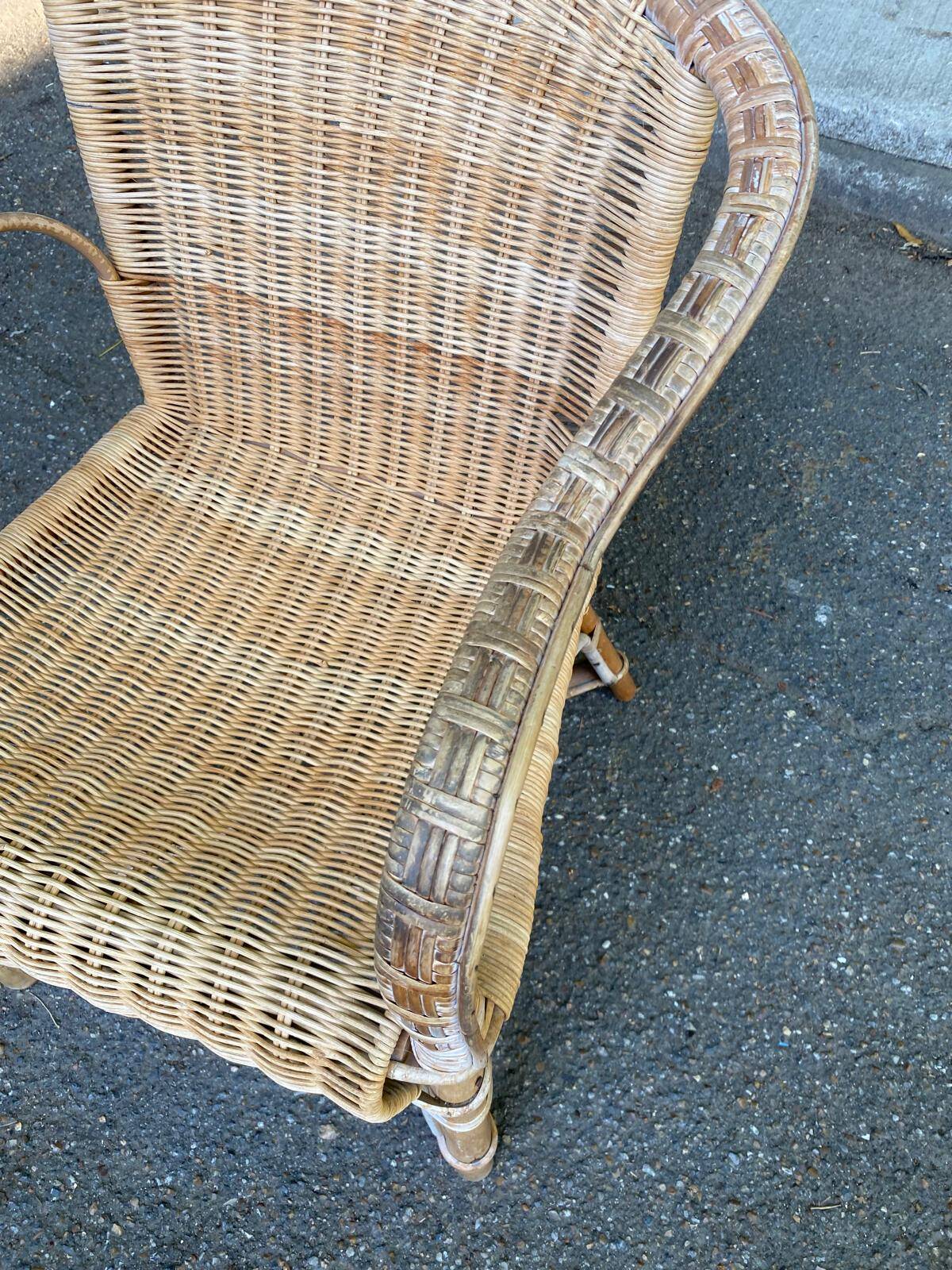 Fauteuil rotin et osier adulte 1970