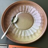 5 Dinner plates Burgundy Sarreguemines sandstone nuanced brown