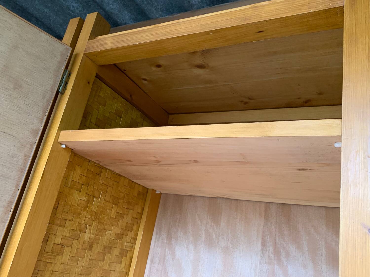 Bamboo cabinet woven and modular pine vintage 1960