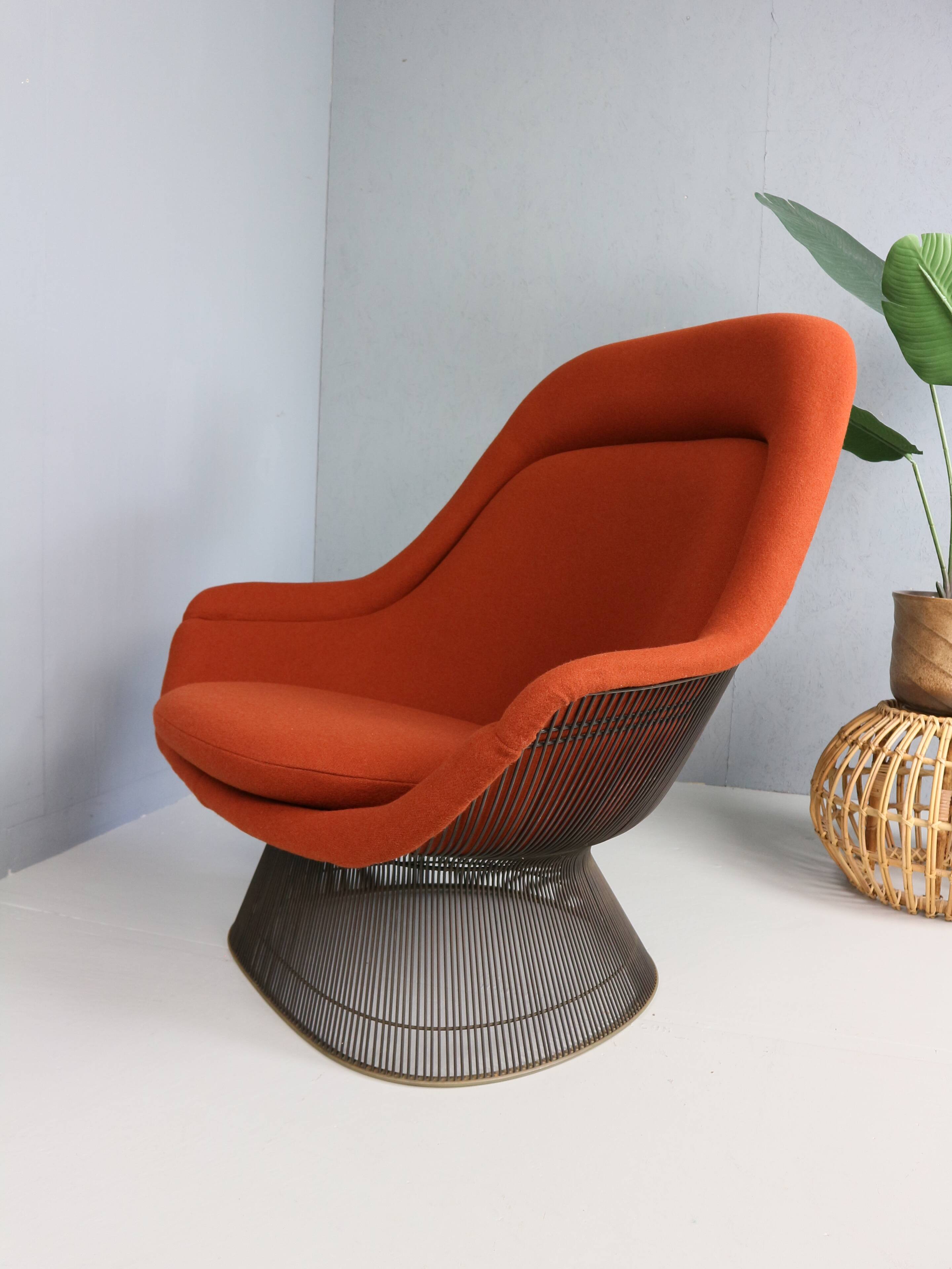 Early bronze lounge chair by Warren Platner for Knoll 1960s in rust red