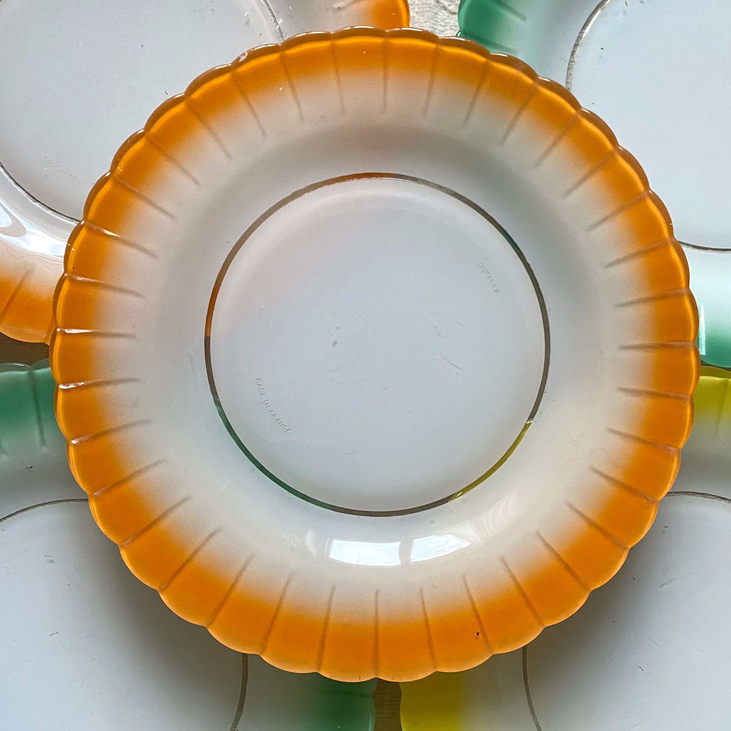 Colorful vintage Duralex plates