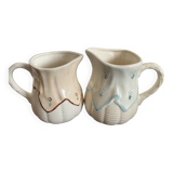 Set of 2 vintage pitchers - 1950 - Barbotine