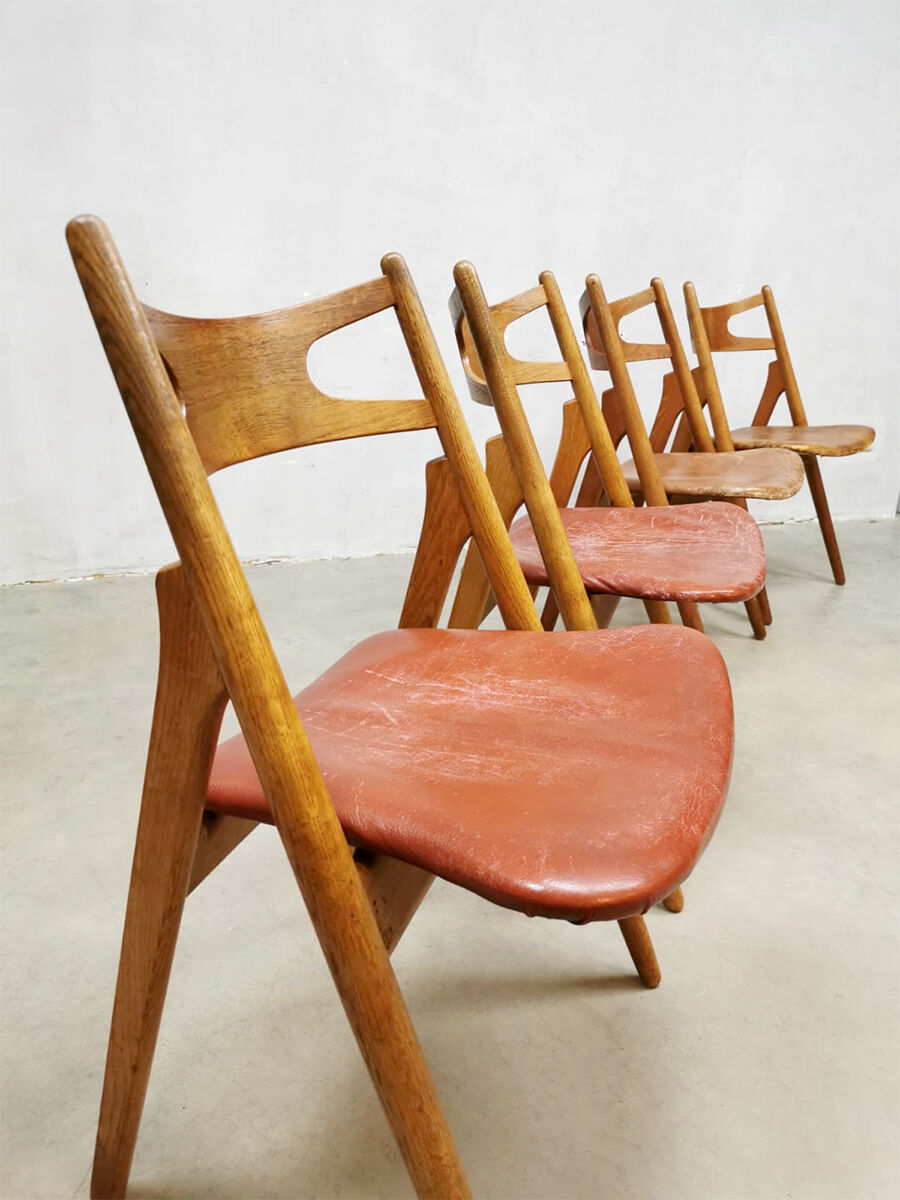 Midcentury danish dining chairs ‘sawbuck’ hans wegner
