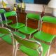 Série de 8 chaises Souvignet en chrome et skaï vert