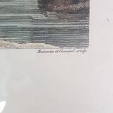 Old Color Lithograph “Pont Vieille Brioude Allier” + Black Frame #A687