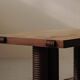 Solid oak table with marquetry, France, circa 1940.